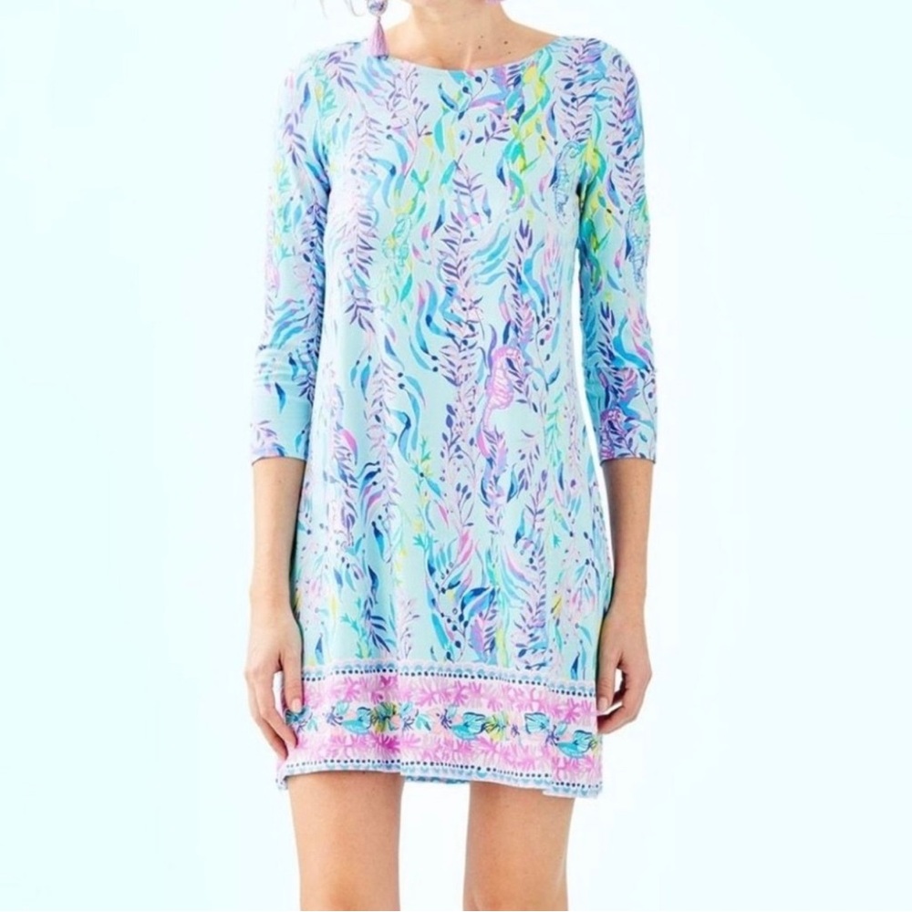 Lilly Pulitzer Ophelia Swing Dress Blue Oasis Tint Swim Shady Engineered
